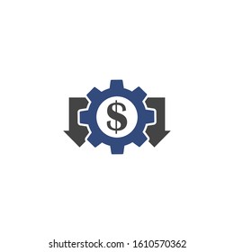 Cost reduction vector  icon on white isolated background.