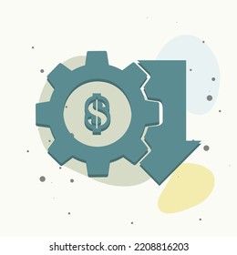 Cost reduction vector icon on multicolored background. Layers grouped for easy editing illustration. For your design.