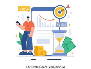 Cost Reduction Vector Illustration depicting Decrease, Price Minimization, or Falling Profit Rates in Business, in a Flat Style Cartoon Background