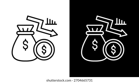 Diseño de conjunto de iconos blancos de reducción de costos