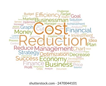 Cost Reduction word cloud template. Efficiency concept vector tagcloud background.