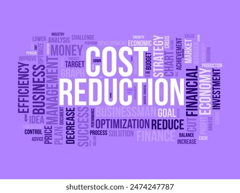 Cost Reduction word cloud template. Efficiency concept vector tagcloud background.