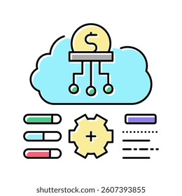 cost researching company and processing color icon vector. cost researching company and processing sign. isolated symbol illustration