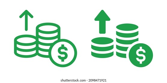 Cost Rising Icon. Dollar Rate Increase Icon.