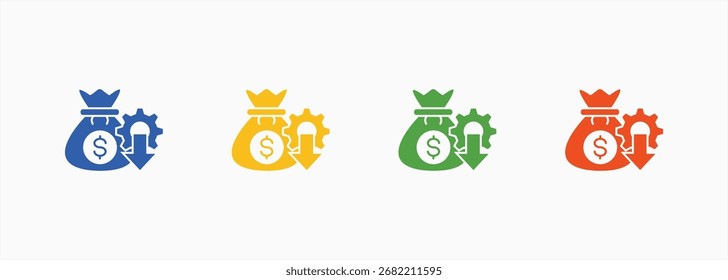 Cost Saving Icon Set Color Multiple Style Collection