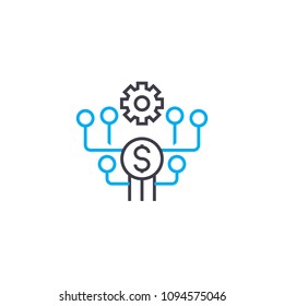 Cost saving linear icon concept. Cost saving line vector sign, symbol, illustration.