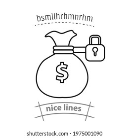 cost saving, locked money bag with padlock line vector icon. cost saving, locked money bag with padlock line vector icon. cost saving, locked money bag with padlock line vector icon. 
