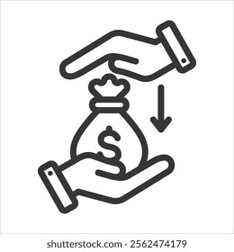 Cost Saving Outline Icon Vector Illustration