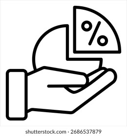 Cost Share Outline Single Icon Illustration