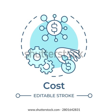 Cost soft blue concept icon. Data driven financial management. Fiscal tracking solutions. Round shape line illustration. Abstract idea. Graphic design. Easy to use in presentation, article