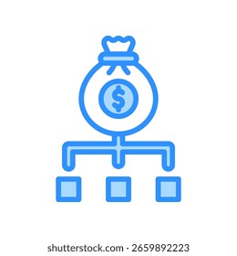 Icono de estructura de costos Ilustración vectorial de color azul