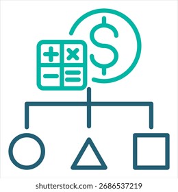 Ilustración de un solo icono de esquema de estructura de costos