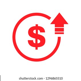 Cost Symbol Dollar Increase Icon. Vector Symbol Image Isolated On Background 