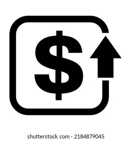 Cost symbol dollar increase icon. Income vector symbol image isolated on background .
