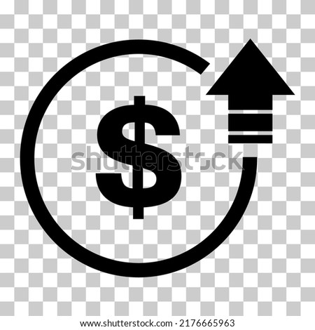 Cost symbol dollar increase icon. Income vector symbol image isolated on background .