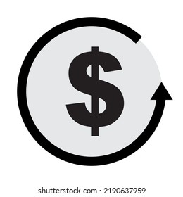 Cost symbol increase icon. Dollar rate increase icon. Money symbol with stretching arrow up. rising prices. Business cost sale icon. cash salary increase.