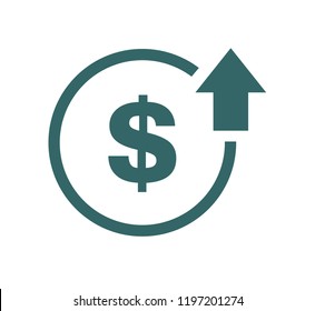 Cost symbol increase icon. Vector symbol image isolated on background .