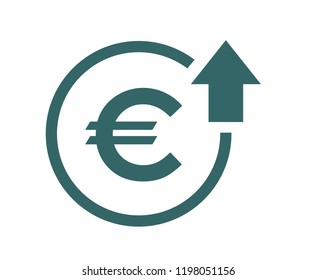 Cost symbol increase icon. Vector symbol image isolated on background .