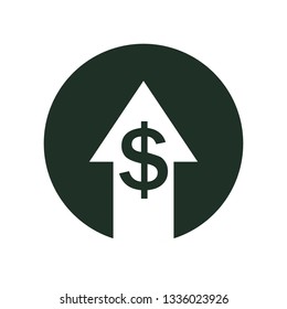 Cost symbol increase icon. Vector symbol image isolated on background .Vector illustration. Flat design for business financial marketing banking advertising web concept cartoon illustration. 