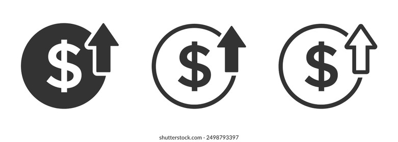Conjunto de iconos de vector de aumento de símbolo de costo