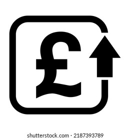 Cost symbol pound increase icon. Income vector symbol isolated on background .