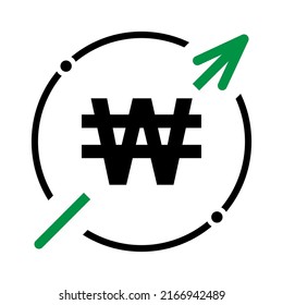 Das Kostensymbol gewann das Symbol Erhöhung. Einkommen, Vektorsymbol einzeln auf Hintergrund .