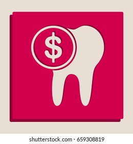 The cost of tooth treatment sign. Vector. Grayscale version of Popart-style icon.