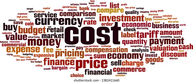 Cost word cloud concept. Collage made of words about cost. Vector illustration