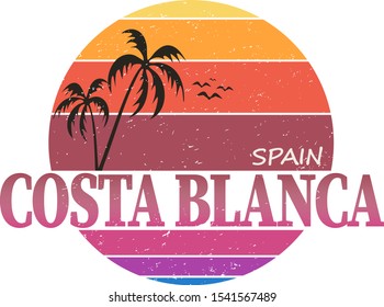 costa blanca spain travel destination. vector shirt logo