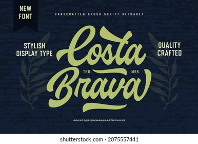 Costa Brava. Script Font. Vector Illustration