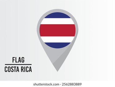 Costa Rıca Flag on Location Pin. vector illustration