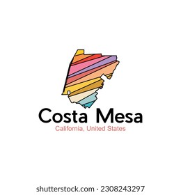 Costa Mesa California City Map Colorful Geometric Design