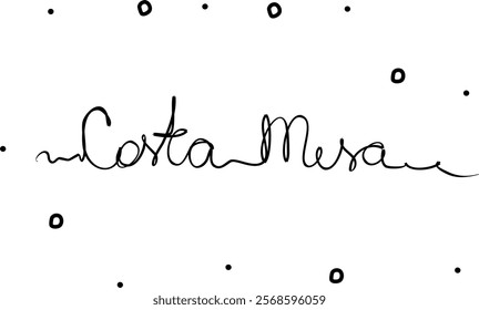 Costa Mesa. City in the USA. One line drawing doodle hand drawn. Vector object illustration, minimalism hand drawn sketch design modern 