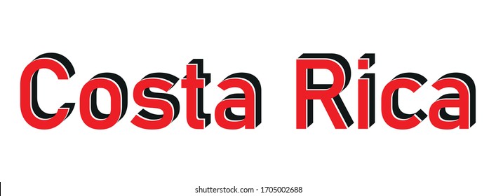 Costa Rica 3d text with shadow vector illustration