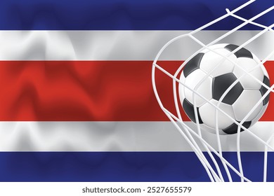 Costa Rica 3D Wellen Flagge mit Fußball und net editierbare Vektordatei für soziale Medien