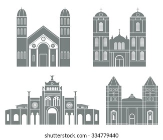 Costa Rica. Abstract buildings on white background