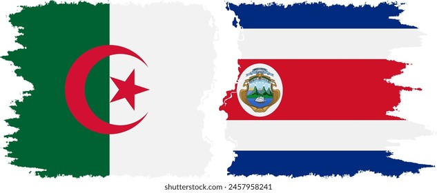 Costa Rica and Algeria grunge flags connection, vector