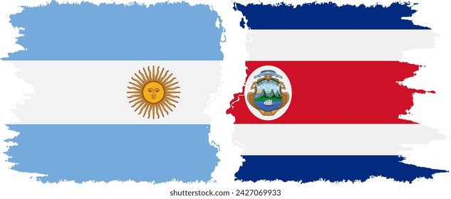 Costa Rica and Argentina grunge flags connection, vector