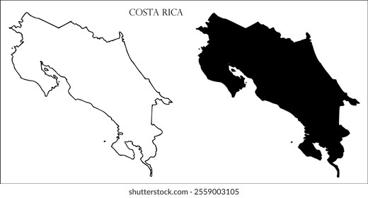 Costa Rica Blank Map, Costa Rica Map Outline Vector Images