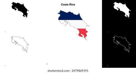 Costa Rica blank outline map set
