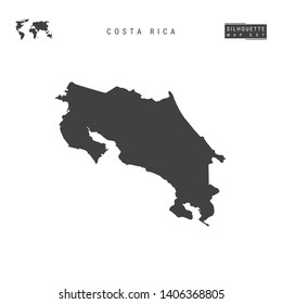 Costa Rica Blank Vector Map Isolated on White Background. High-Detailed Black Silhouette Map of Costa Rica.