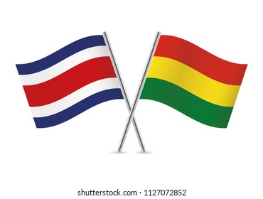 Costa Rica and Bolivia flags. Vector illustration.