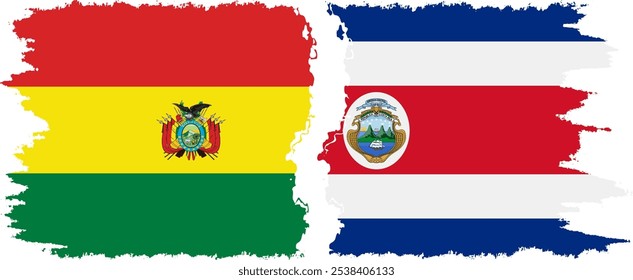 Conexión de banderas grunge de Costa Rica y Bolivia, Vector