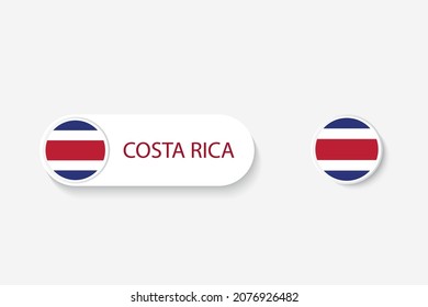 Costa Rica button flag in illustration of oval shaped with word of Costa Rica. And button flag Costa Rica. 