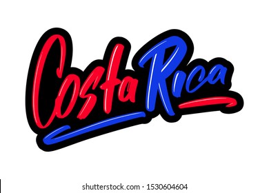 Costa Rica cartoon brush lettering text. Vector illustration logo for print and advertising