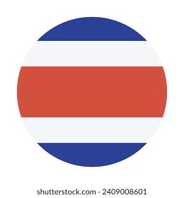 Die Flagge Costa Ricas. Button-Flag-Symbol. Standardfarbe. Circle Icon Flag. Computergrafik. Digitale Illustration. Vektorgrafik.
