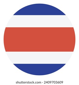 Costa Rica circle flag. Button flag icon. Standard color. Circle icon flag. Computer illustration. Digital illustration. Vector illustration.