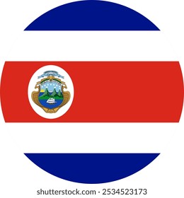 Costa Rica Circle Flag, Circle Flag of Costa Rica, Vector Images