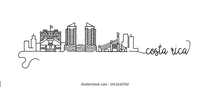 Costa Rica City Skyline Doodle Sign