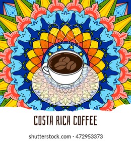 Costa Rica coffee colorful illustration